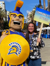 Photo of Jennifer Morrison with Sammy Spartan